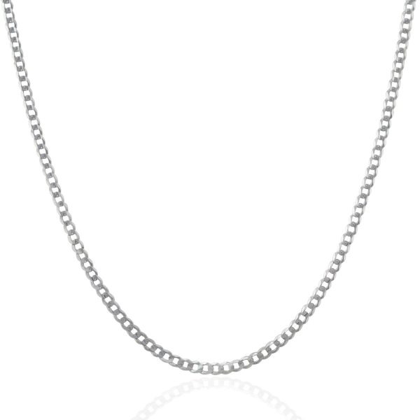 2.6mm 14k White Gold Solid Curb Chain