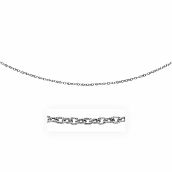 3.5mm 14k White Gold Pendant Chain with Textured Links