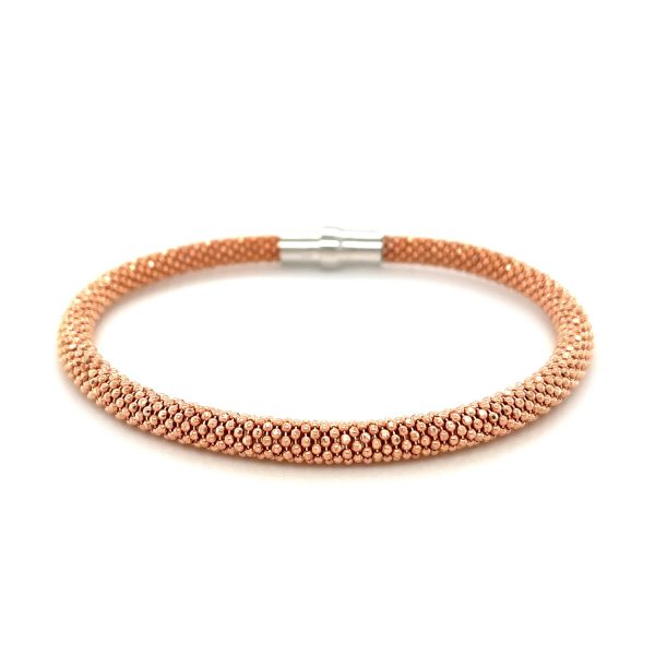 Sterling Silver Rhodium Plated Rose Gold Plated Popcorn Bangle
