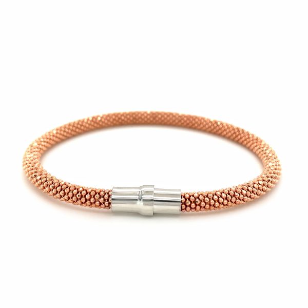 Sterling Silver Rhodium Plated Rose Gold Plated Popcorn Bangle