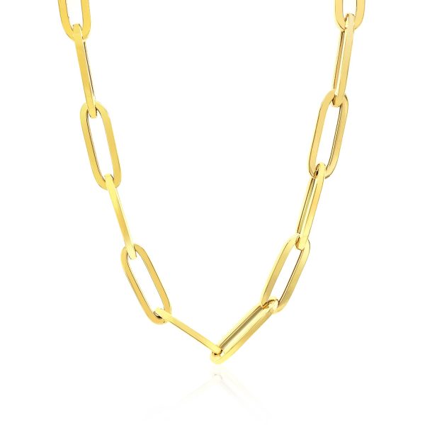 14K Yellow Gold Wide Paperclip Chain (6.1mm)