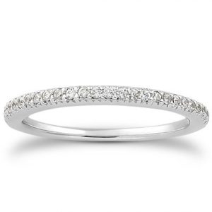 14k White Gold Fancy Engraved Pave Diamond Wedding Ring Band