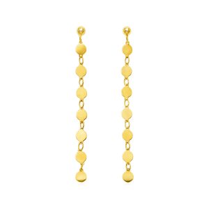 14k Yellow Gold Post Dangle Earrings with Polished Circles