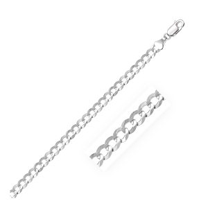 4.7mm 14k White Gold Solid Curb Bracelet