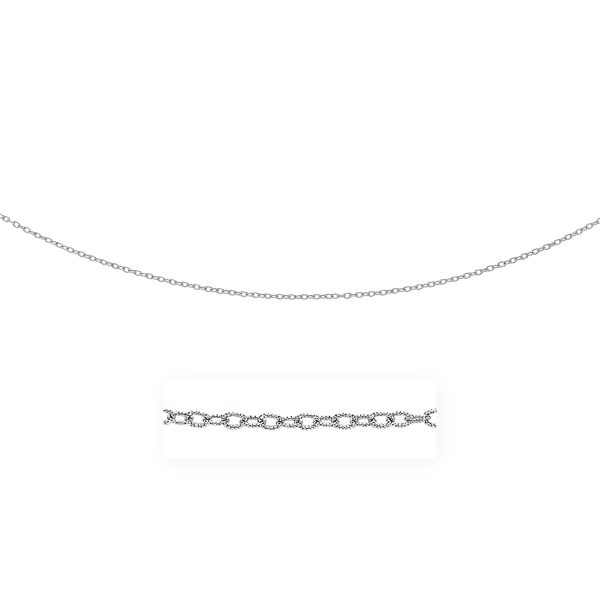 2.5mm 14k White Gold Pendant Chain with Textured Links