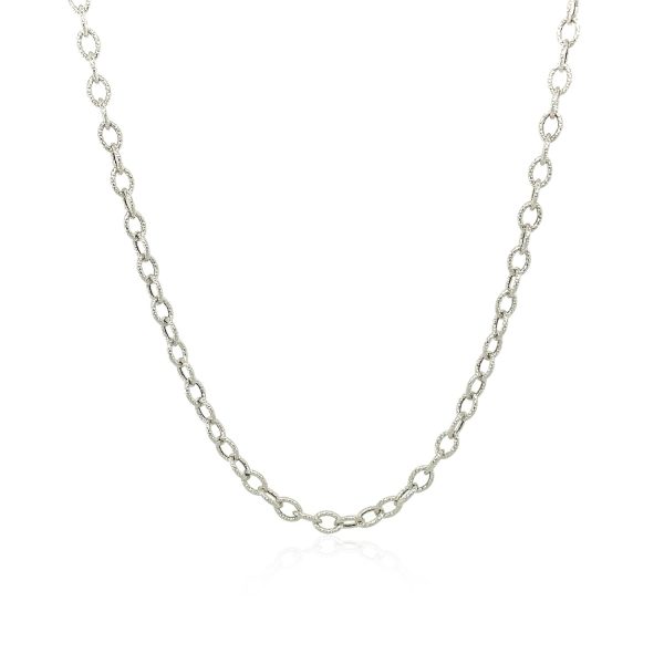 2.5mm 14k White Gold Pendant Chain with Textured Links