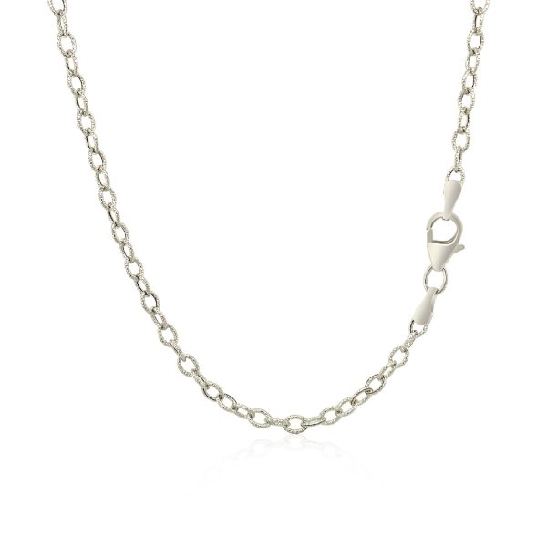 2.5mm 14k White Gold Pendant Chain with Textured Links