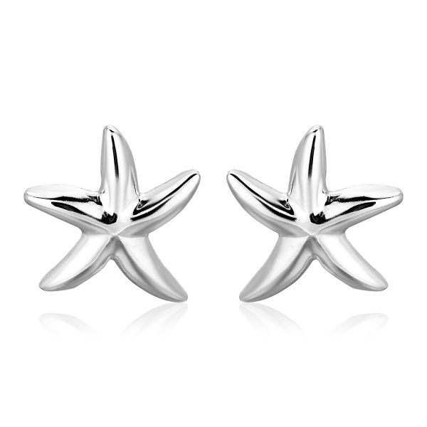 Sterling Silver Large Polished Starfish Earrings
