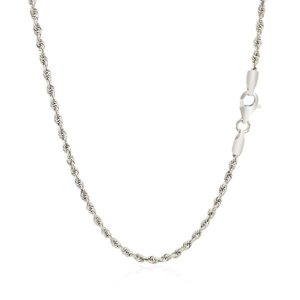 2.25mm 14k White Gold Solid Diamond Cut Rope Chain