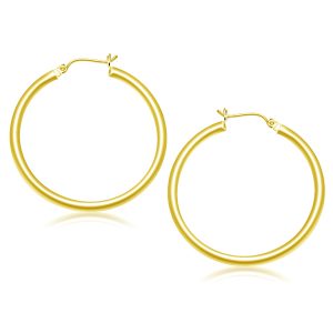 14k Yellow Gold Polished Hoop Earrings (40 mm)