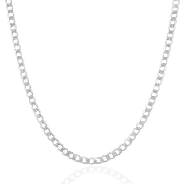 Rhodium Plated 3.7mm Sterling Silver Curb Style Chain