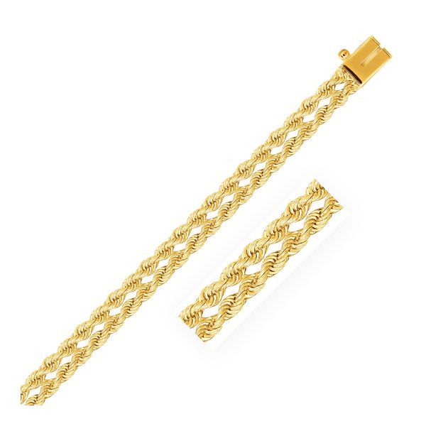 5.0 mm 14k Yellow Gold Dual Row Rope Bracelet