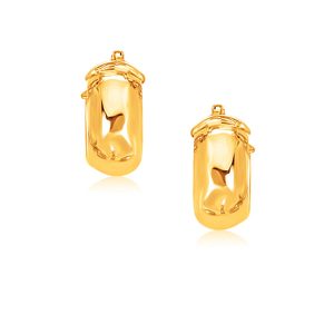 14k Yellow Gold Wide Small Hoop Earrings with Snap Lock