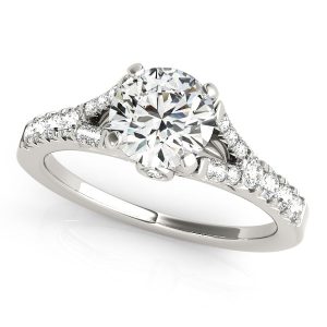 14k White Gold Split Shank Prong Set Diamond Engagement Ring (1 3/8 cttw)