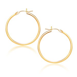 14k Yellow Gold Polished Hoop Earrings (25 mm)