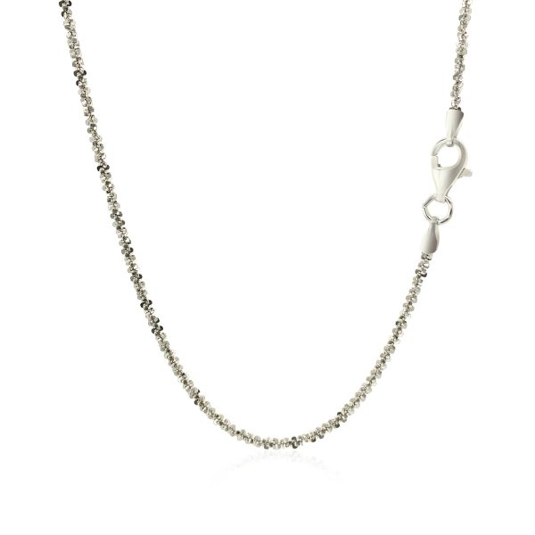 Rhodium Plated 1.7mm Sterling Silver Sparkle Style Chain