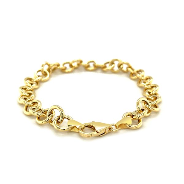 7.0 mm 14k Yellow Gold Link Charm Bracelet