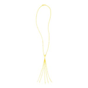 14K Yellow Gold Five Strand Tassel Lariat Necklace