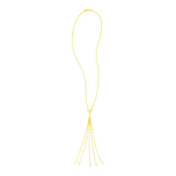 14K Yellow Gold Five Strand Tassel Lariat Necklace