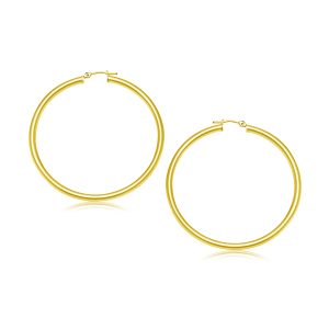 14k Yellow Gold Polished Hoop Earrings (30 mm)