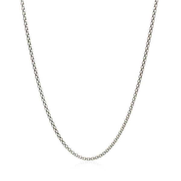 Rhodium Plated 1.8mm Sterling Silver Popcorn Style Chain