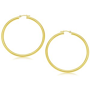 14k Yellow Gold Polished Hoop Earrings (50 mm)