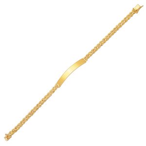 14k Yellow Gold ID Bracelet with Double Rope Chain