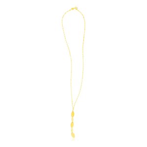 14K Yellow Gold Lariat Necklace with Polished Ovals