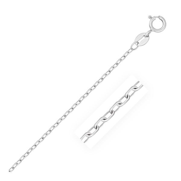 14k White Gold Faceted Cable Link Chain 1.3mm