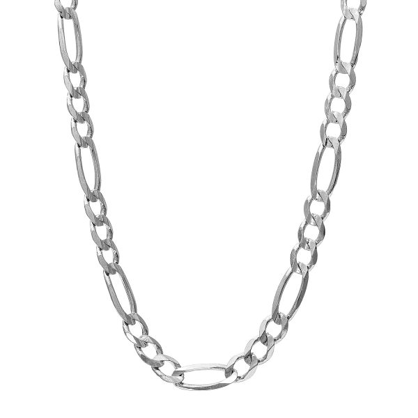 Rhodium Plated 5.5mm Sterling Silver Figaro Style Chain