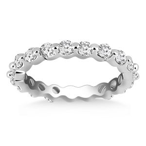 14k White Gold Common Prong Round Cut Diamond Eternity Ring