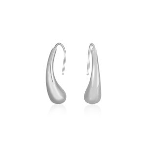 14k White Gold Puffed Teardrop Earrings