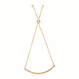 14k Yellow Gold Chain Bar Lariat Style Bracelet