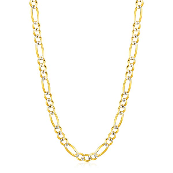 6.0mm 14K Yellow Gold Solid Pave Figaro Chain