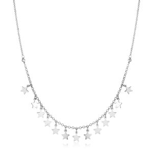 Sterling Silver Necklace with Polished Stars