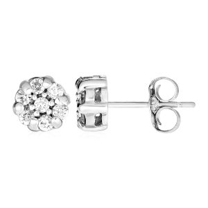 14k White Gold Petite Post Earrings with Diamonds