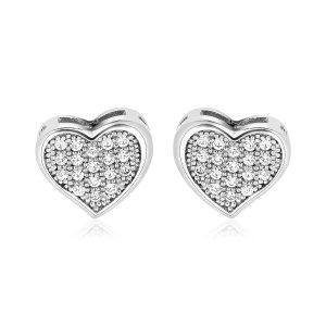 Sterling Silver Heart Earrings with Cubic Zirconias