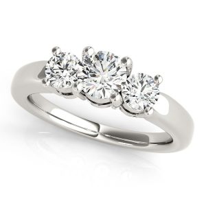 14k White Gold Timeless 3 Stone Round Diamond Engagement Ring (1 cttw)