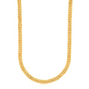 14k Yellow Gold Curb Style Chain Textured Necklace