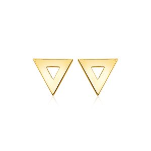 14k Yellow Gold Polished Open Triangle Post Earrings