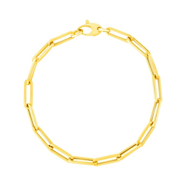 14K Yellow Gold Bold Paperclip Chain Bracelet