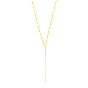 14K Yellow Gold Polished Diamond Motif Lariat Necklace