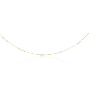 14k Two-Tone Gold Long Open Oval Station Chain Necklace