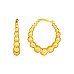 14k Yellow Gold Graduated Sphere Hoop Earrings