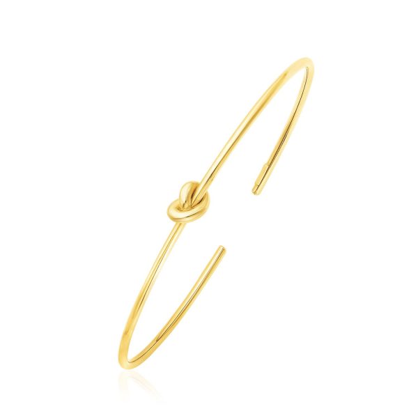 14k Yellow Gold Polished Cuff Bangle with Knot