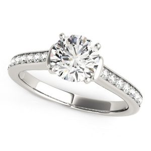 14k White Gold Round Diamond Engagement Ring Band Stones (1 1/8 cttw)