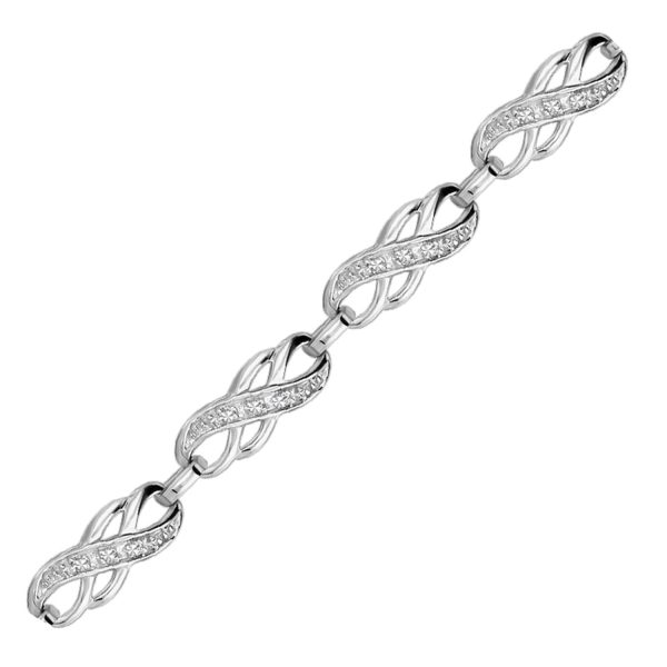 Sterling Silver Infinity Design Diamond Accented Bracelet (.09 cttw)