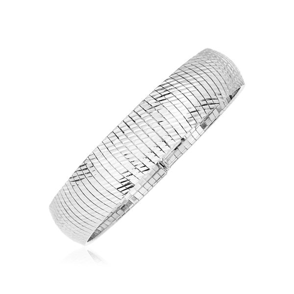 Sterling Silver Serpentine Style Bracelet with Diagonal Texture