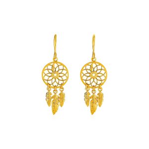 Dream Catcher Earrings in 14k Yellow Gold