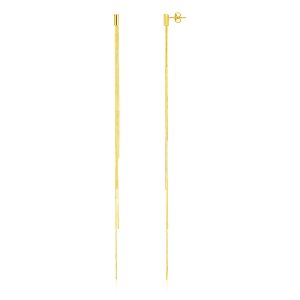 14k Yellow Gold Long Chain Post Earrings